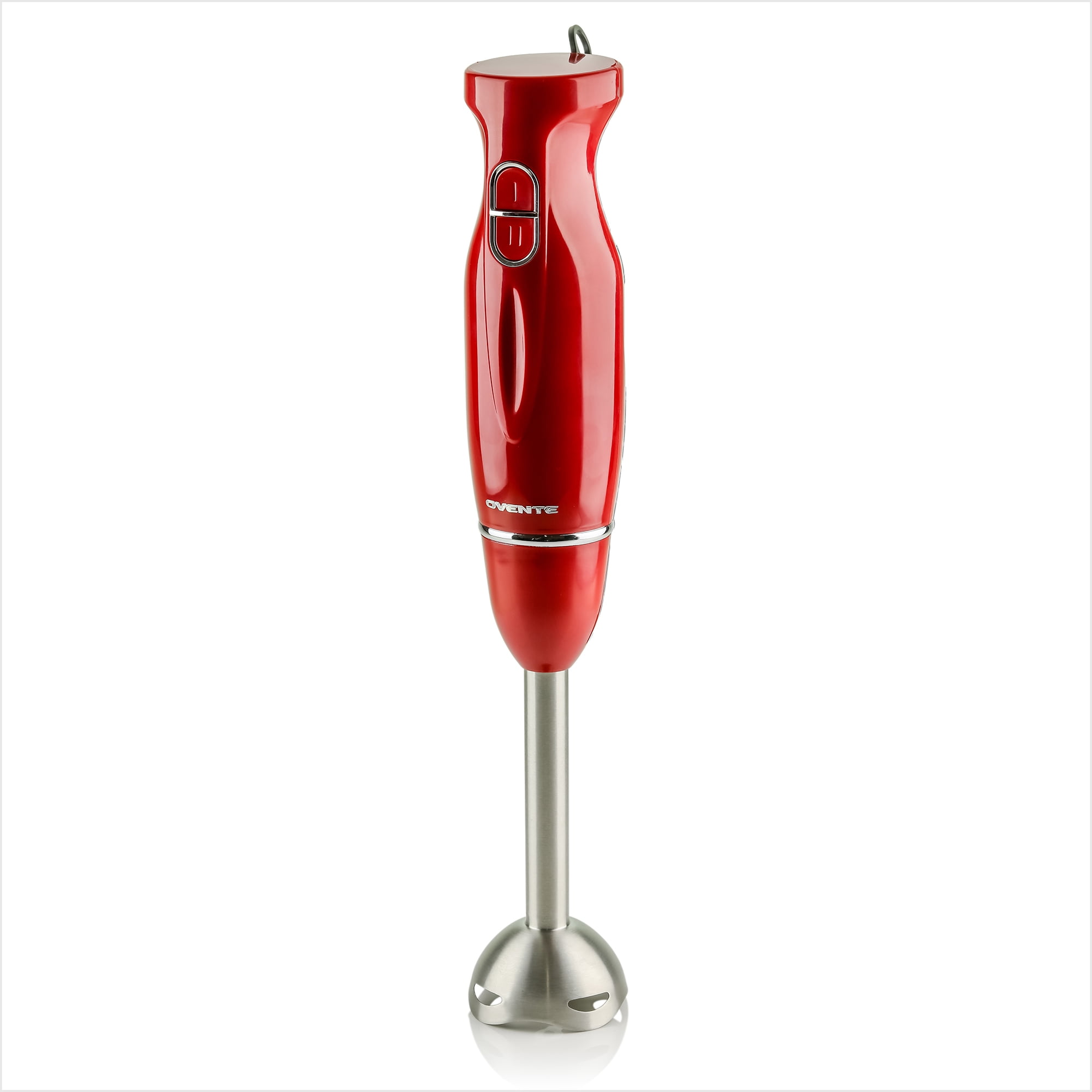 OVENTE Electric Immersion Hand Blender, 2 Mixing Speed with Stainless Steel  Blades, New- Red HS560R 