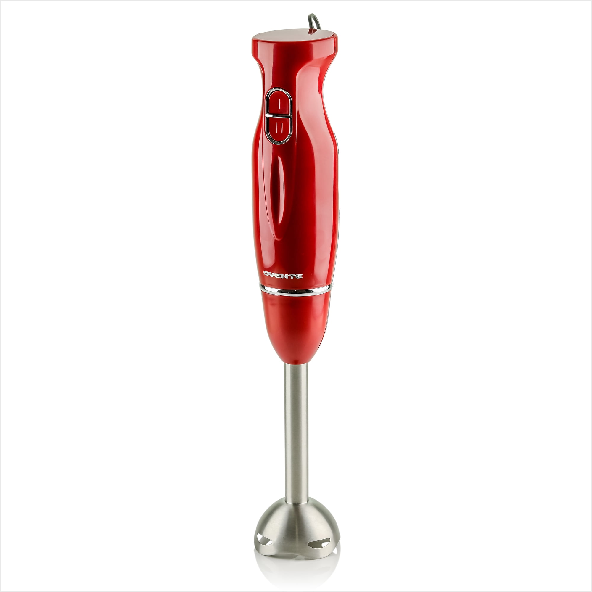 OVENTE Electric Immersion Hand Blender, 2 Mixing Speed with Stainless Steel Blades, Red HS560R