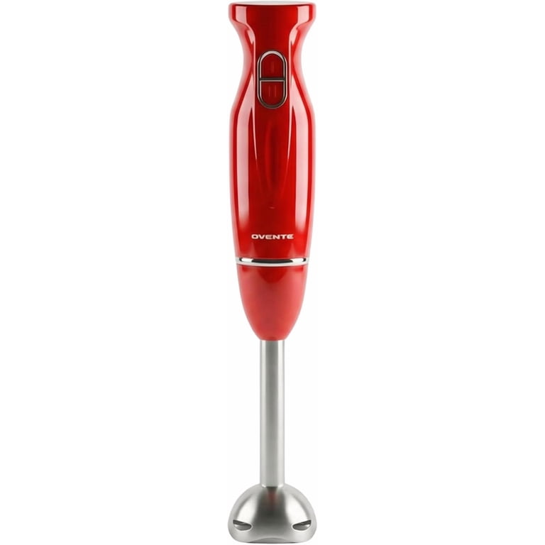 OVENTE Electric Hand Blender 300W, 2 Speeds, Stainless Steel, Red