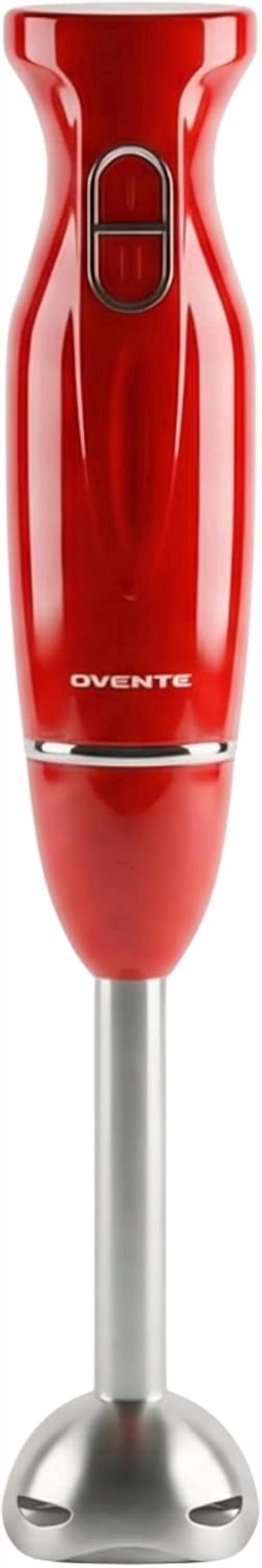 OVENTE Electric Corded Hand Blender, 300W with 2 Mixing Speeds Red HS560R | Handheld Immersion Stick Mixer with Stainless Steel Blades for Smoothies, Purees & B