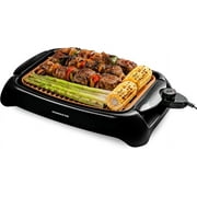 OVENTE Electric Indoor Grill with 13x10 Inch Non-Stick Cooking Surface, 1000W Fast Heat Up Power, Adjustable Temperature, Removable and Dishwasher Safe Grilling Plate and Drip Tray, Copper GD1632NLCO