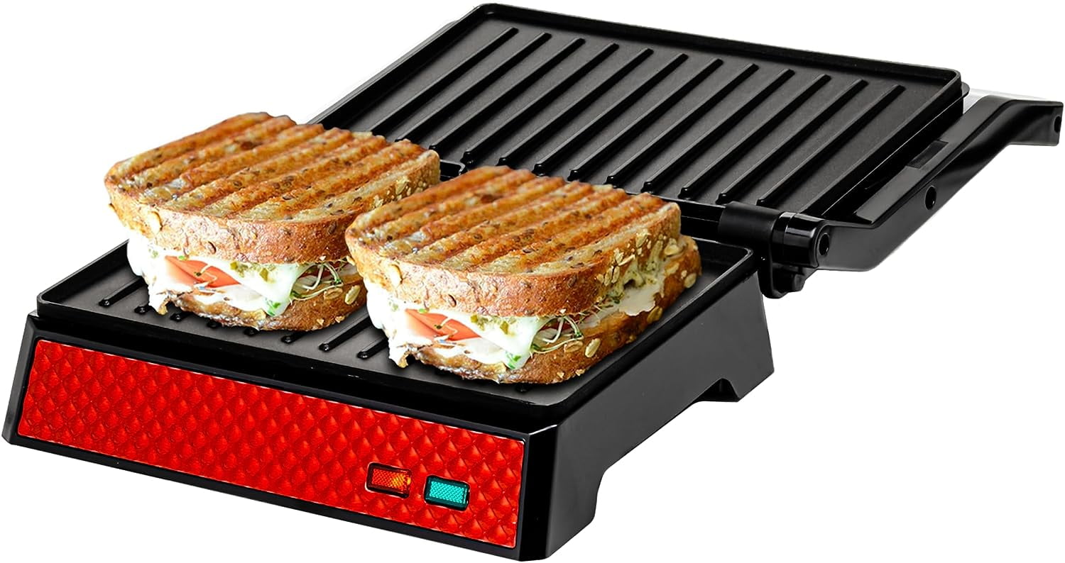Chefman Portable Compact Grill, Dual Use Panini Press, Sandwich Maker,  Electric Grill Griddle, Nonstick, Electric Indoor Grill, Countertop Panini