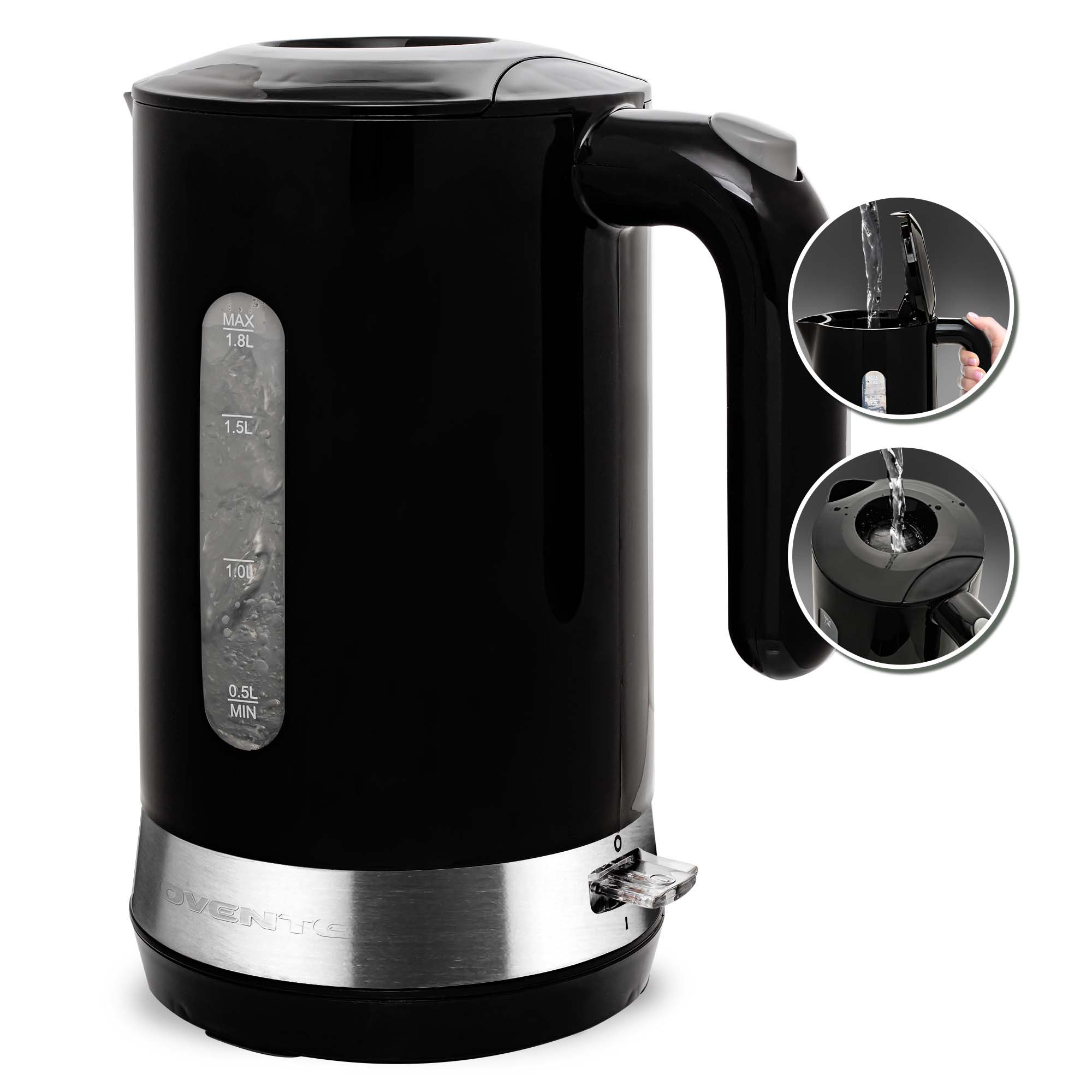 OVENTE Electric Kettle Hot Water Heater 1.8 Liter - BPA Free Fast Boiling  Cordless Water Warmer - Auto Shut Off Instant Water Boiler for Coffee u0026 Tea  Pot - Black KP413B - Walmart.com