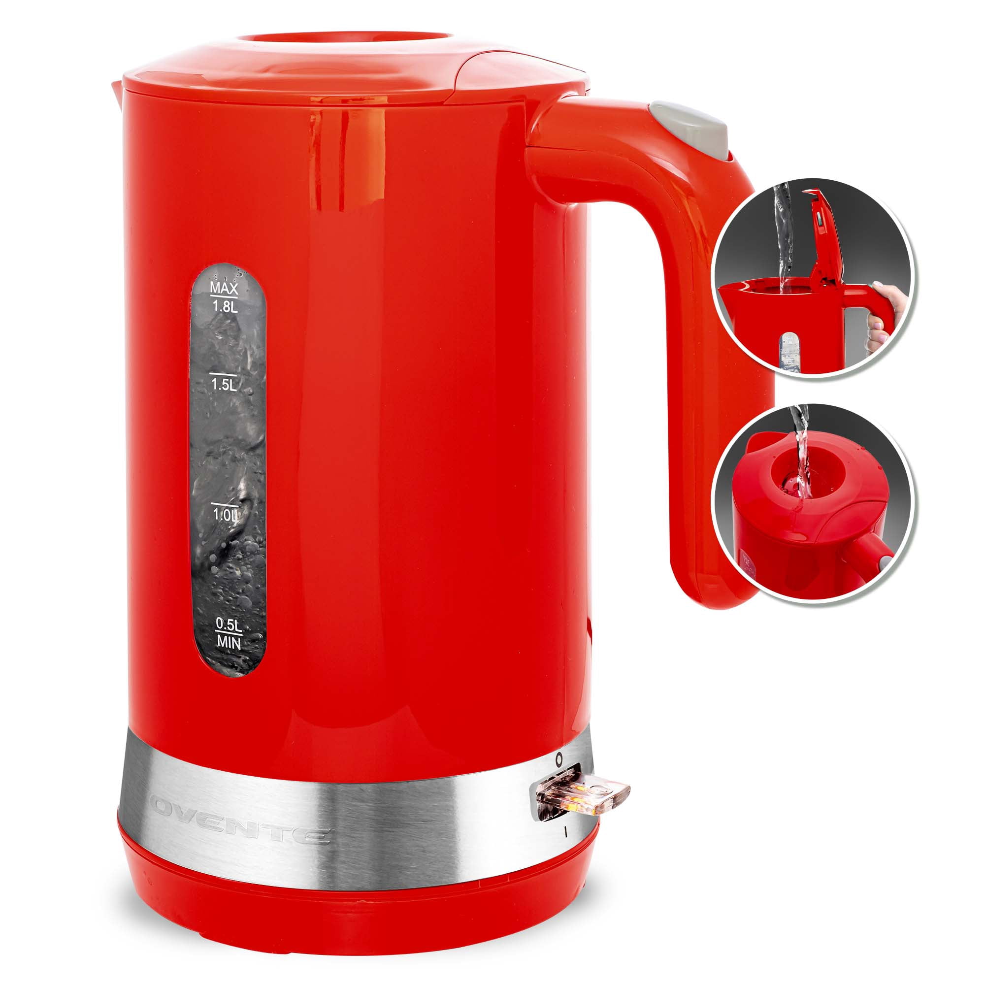 OVENTE Electric Kettle Hot Water Heater 1.8 Liter - BPA Free Fast Boiling  Cordless Water Warmer - Auto Shut Off Instant Water Boiler for Coffee u0026 Tea  Pot - Red KP413R - Walmart.com