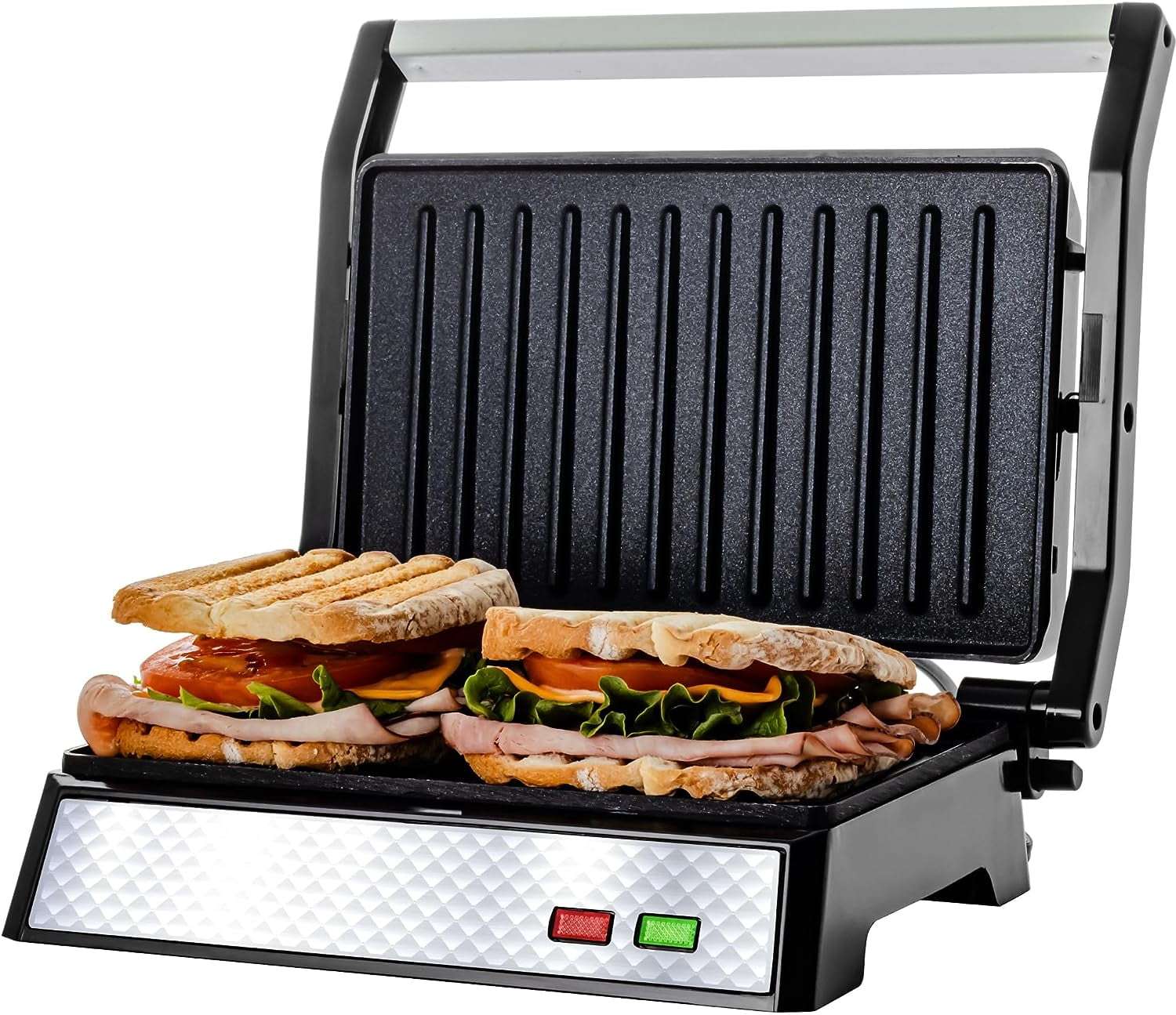 Universal Small/Personal Panini Press 850W, 1 Serving Breakfast Sandwich  Maker, Mini Grill, Non-Stick 9x6 Grids, Perfect for Grilled Cheese,  Panini