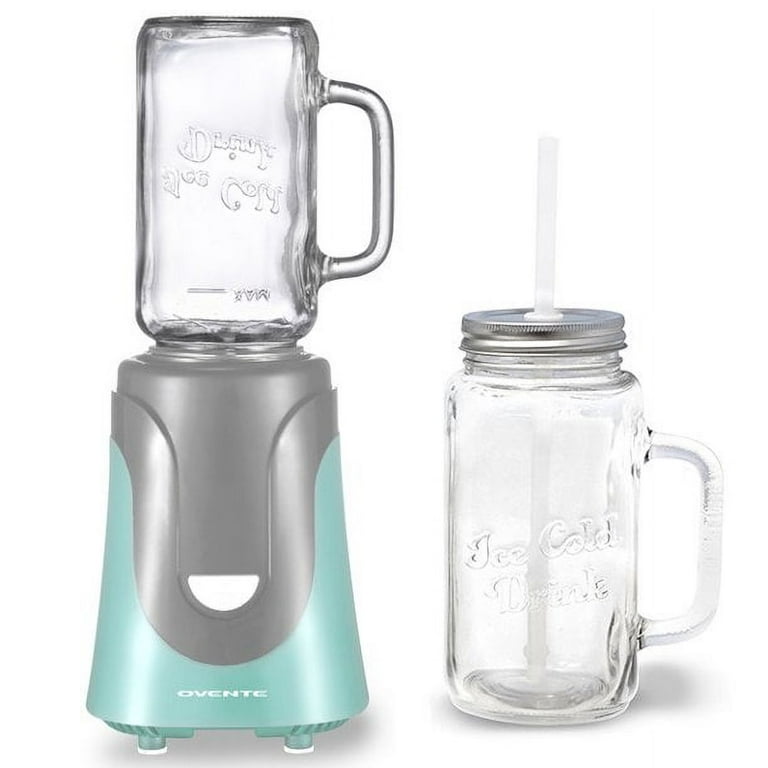 Ovente Electric Personal Portable Blender, 18 Ounce Drink Mixer, Frozen Margarita, Shake & Smoothie Maker, Glass Jar with Stainless Steel Blades A
