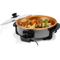 thumbnail image 1 of OVENTE 11.5-Inch Electric Skillet & Frying Pan, 1400W Nonstick Cooking Pan with Adjustable Temperature Control, Tempered Glass Lid with Steam Vent, Cool-Touch Handles, Easy Clean Copper SK11112CO, 1 of 9
