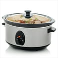 thumbnail image 1 of OVENTE Electric Slow Cooker 3.7 Quart with 3 Temperature Settings, Dishwasher Safe Removable Ceramic Pot & Tempered Glass Lid, Portable Multicooker Soup Maker and Mulled Wine Warmer, Silver SLO35ABR, 1 of 10