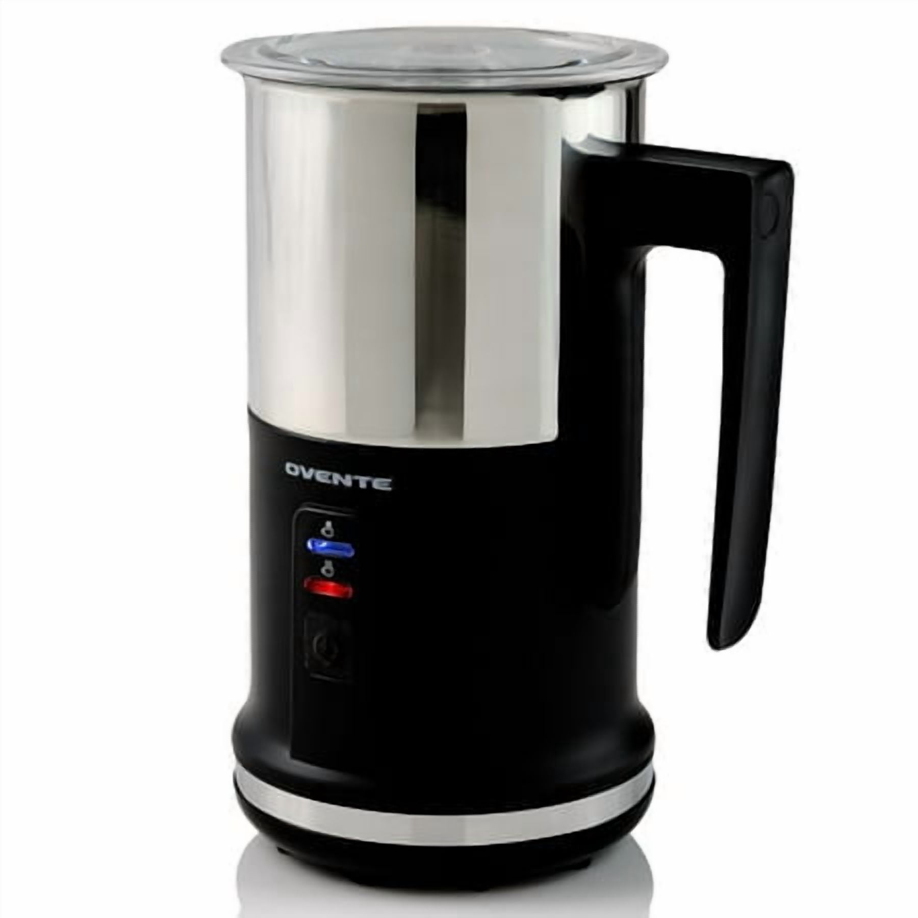 OVENTE Electric Milk Frother & Warmer, Hot & Cold Foam Maker, Auto Shutoff, Silent Operation, for Coffee, Latte, Cappuccino & Hot Chocolate, Compact Design, Black, FR1208B