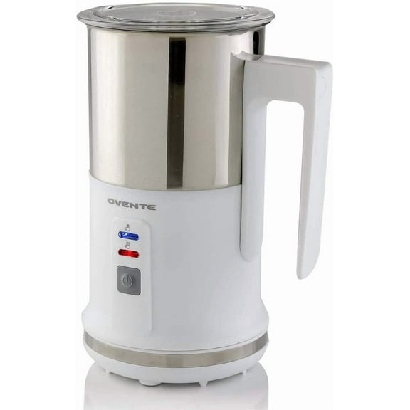 OVENTE Electric Stainless Steel Milk Frother and Steamer, Portable Non Stick, White FR1208W