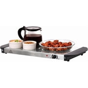 OVENTE Electric Warming Tray with Adjustable Temperature Control, Compact Food Warmer & Server for Buffets, Parties, Events, and Dinners, Cool-Touch Handles, Stainless Steel, Silver FW170S