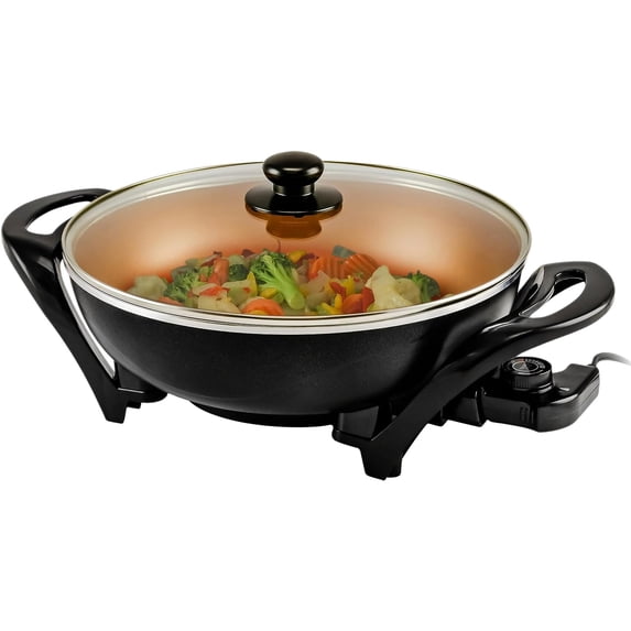 Ovente, Electric Wok, 13 inch, Nonstick Coating, Copper SK3113CO ...
