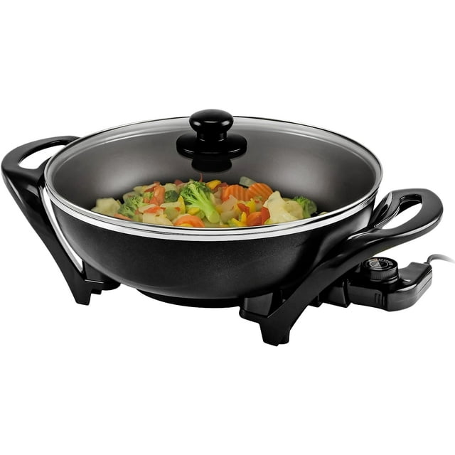 OVENTE Electric Wok with Nonstick Coating, 13" FamilySized Skillet