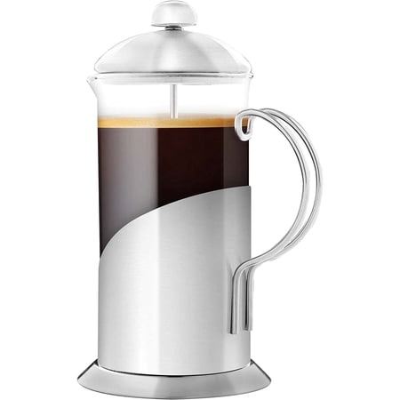 OVENTE French Press Coffee Maker 20 Ounce with Heat Resistant Borosilicate Glass, Stainless Steel Design and 4-Level Filter System, Portable Cold Brewer Pot for Travel, Camping or Gift, Silver FSL20S price history and forecast - Ovente FSL20S