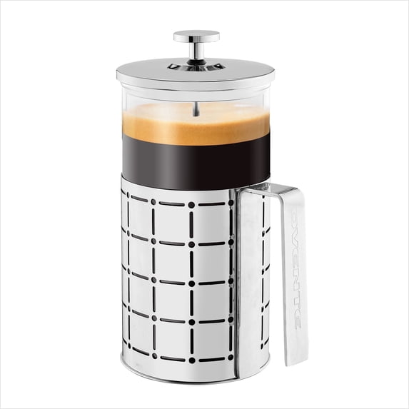 OVENTE French Press Coffee Maker 34 Ounce with Heat Resistant Borosilicate Glass, Stainless Steel Design and 4-Level Filter System, Portable Cold Brewer Pot for Travel, Camping or Gift, Silver FSS34P