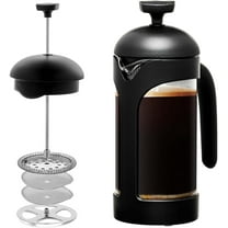 OVENTE French Press Coffee Maker 12 Ounce, Tea Press - Borosilicate Glass, 4 Filter Stainless Steel System, Black FPB12B