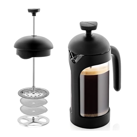 OVENTE French Press Coffee Maker 12 Ounce with Heat Resistant Borosilicate Glass & Stainless Steel 4-Level Filtration System, Portable Cold Brew Coffee Maker for Travel, Camping or Gift, Black FPB12B price history and forecast - Ovente FPB12B