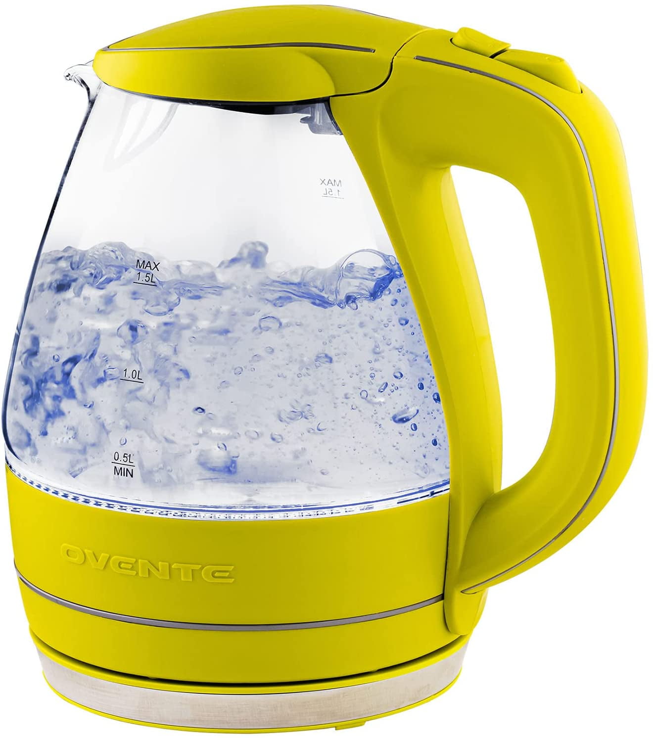 Green 1.5-Liter Glass Electric Tea Kettle with LED Lights