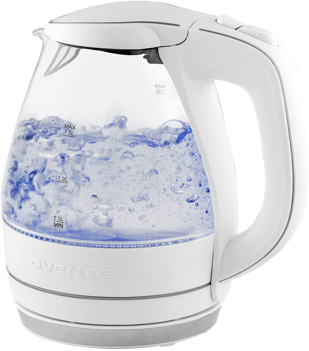 OVENTE Rapid Heating Electric Kettle, 1.5L Borosilicate Glass, BPA Free