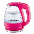 thumbnail image 1 of OVENTE 1.5L Glass Electric Kettle Water Boiler, Pink KG83F, Fast Boiling, Borosilicate Glass, BPA-Free, Blue LED, Auto Shut-Off, Boil-Dry Protection, Removable Filter, 360° Base, 1100W, 1 of 8