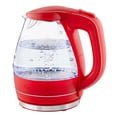 thumbnail image 1 of OVENTE 1.5L Glass Electric Kettle Water Boiler, Red KG83R, Fast Boiling, Borosilicate Glass, BPA-Free, Blue LED, Auto Shut-Off, Boil-Dry Protection, Removable Filter, 360° Base, 1100W, 1 of 8
