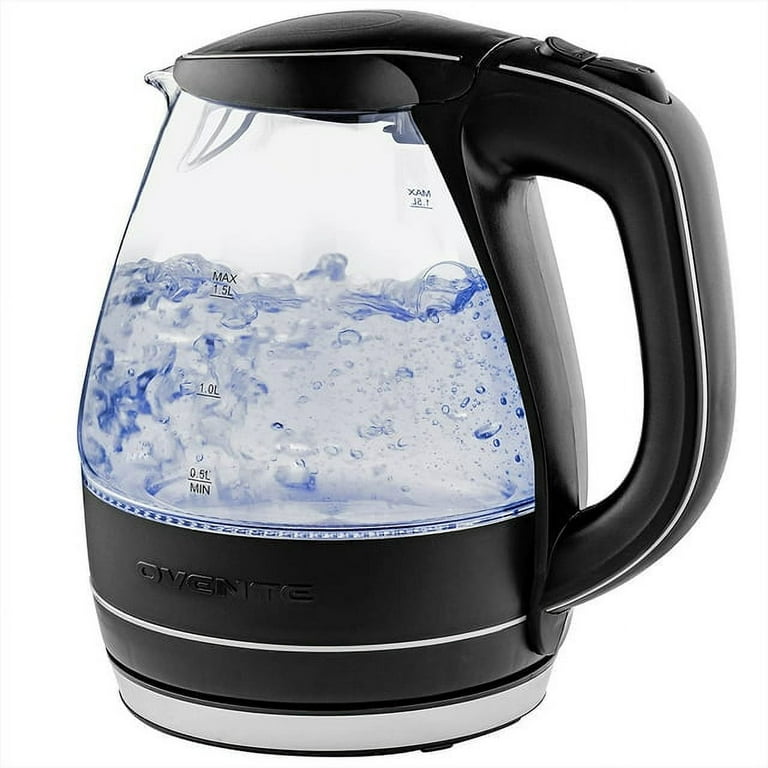 OVENTE Illuminated 6.5 Cup Black Electric Kettle with Filter Fast Heating and Auto Shut Off Walmart