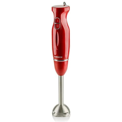 OVENTE Immersion Blender, Stainless Steel Blades, 300W Multipurpose Hand Mixer, 2-Speed Settings, Red (HS560R)
