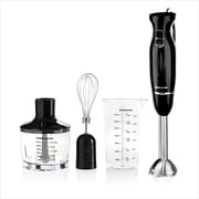OVENTE Electric Hand Blender Set with 2 Mixing Speeds, 300W Black HS565B | Corded Immersion Handheld Stick Mixer with Stainless Steel Blades, Egg Whisk, Beaker & BPA-Free Food Chopper