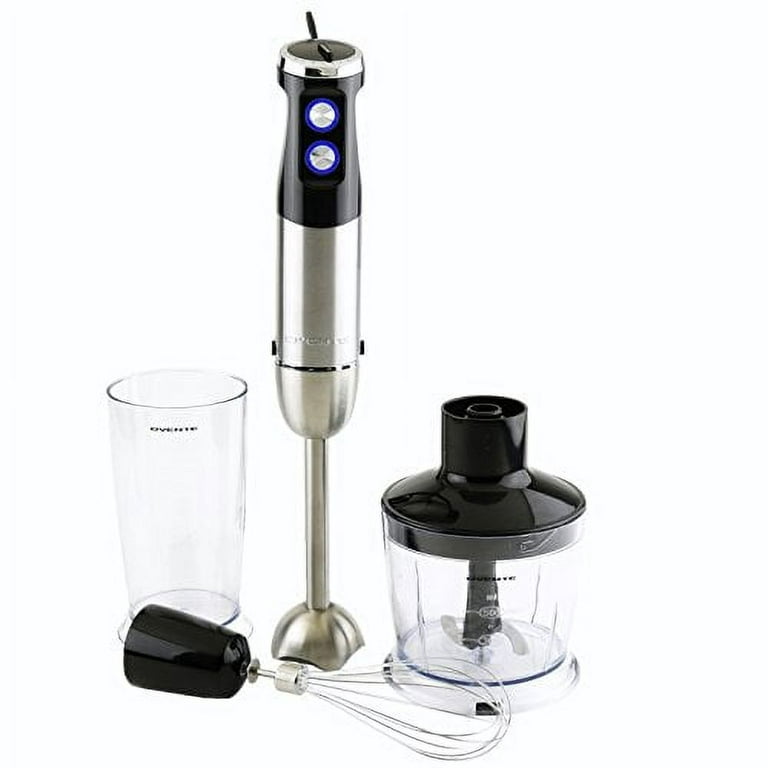 Ovente Multi-Purpose Immersion Hand Blender Set 500-Watts, 6-Speed Variable  Control Stainless Steel Includes Food Chopper, Egg Whisk, and BPA-Free  Beaker (600ml) White (HS665W)