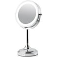 thumbnail image 1 of OVENTE Makeup Mirror with Lights and Magnification, 7'' Table Top, 360 Degree 1X 7X Double Sided Bright Circle LED, Great on Vanity or as Bathroom Décor, Battery Powered, Polished Chrome MCT70CH1X7X, 1 of 14