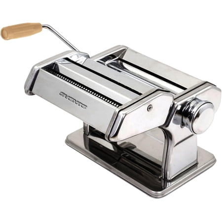 OVENTE Pasta Maker Machine with 7 Adjustable Thickness Settings, Rollers and Cutter, Classic Stainless Steel Manual Noodle Maker for Spaghetti, Fettuccini, Lasagna or Dumpling Skin, Silver PA515S