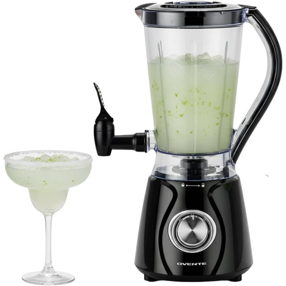 OVENTE Margarita Machine and Frozen Drink Maker with 350W Power, Easy Spout Dispenser, Stainless Steel Blade, 48-Ounce Electric Blender for Smoothies, Margaritas, Daiquiris and Slushies, Black BPM12B