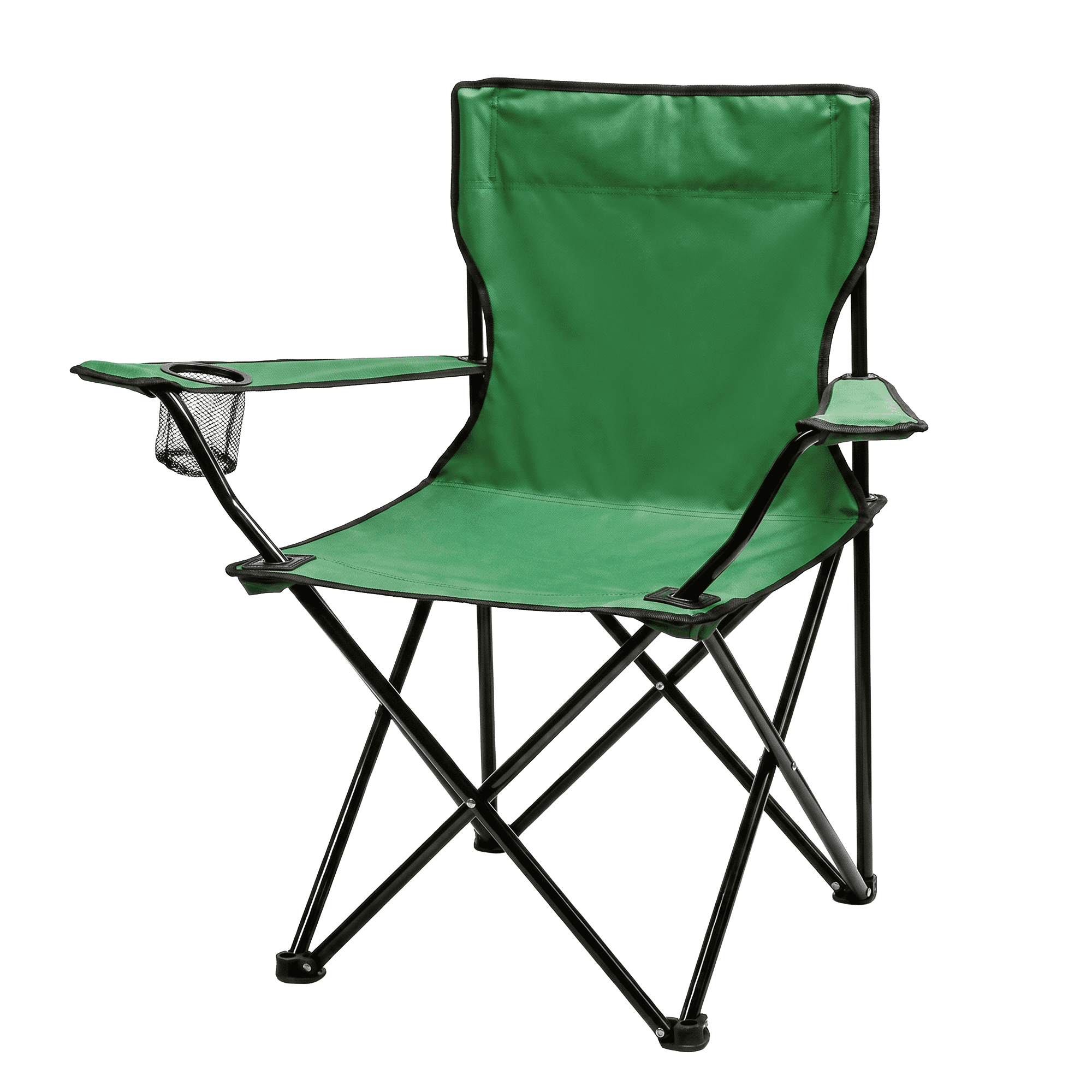 OVENTE Portable Camping Folding Chair with Heavy Duty Steel Frame, Arm Rest, Mesh Cup Holder and Carry Bag, Outdoor Foldable Seat Ideal for Fishing, Hiking, Travel, Picnic and Beach, Green CHR001G