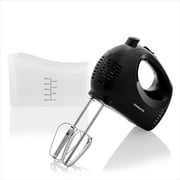 OVENTE Portable 5 Speed Mixing Electric Hand Mixer with Stainless Steel Whisk Beater Attachments & Snap Storage Case, Compact Lightweight 150 Watt Powerful Blender for Baking & Cooking, Black HM151B