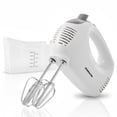 thumbnail image 1 of OVENTE Portable 5 Speed Mixing Electric Hand Mixer with Stainless Steel Whisk Beater Attachments & Snap Storage Case, Compact Lightweight 150 Watt Powerful Blender for Baking & Cooking, White HM151W, 1 of 9