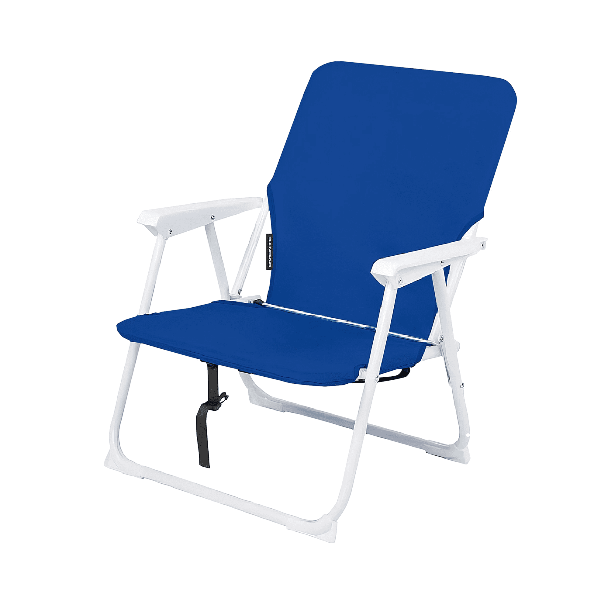 OVENTE Portable Beach Chair, Lightweight, Ergonomic Design, Blue CHR011BL | Foldable Camping Chair with Hard Armrest, Backrest and Pocket for Storage, Ideal for Travel, Hiking and Picnic