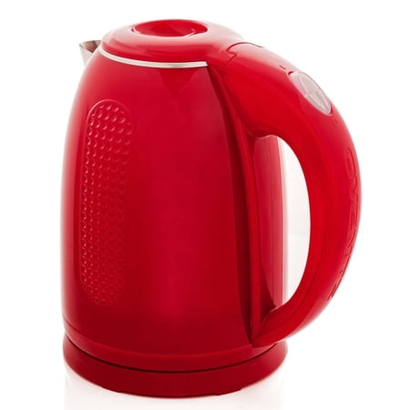 OVENTE Portable Electric Kettle Stainless Steel Instant Hot Water Boiler Heater 1.7 Liter 1100W Double Wall Insulated Fast Boiling with Automatic Shut Off for Coffee Tea & Cold Drinks, Red KD64R