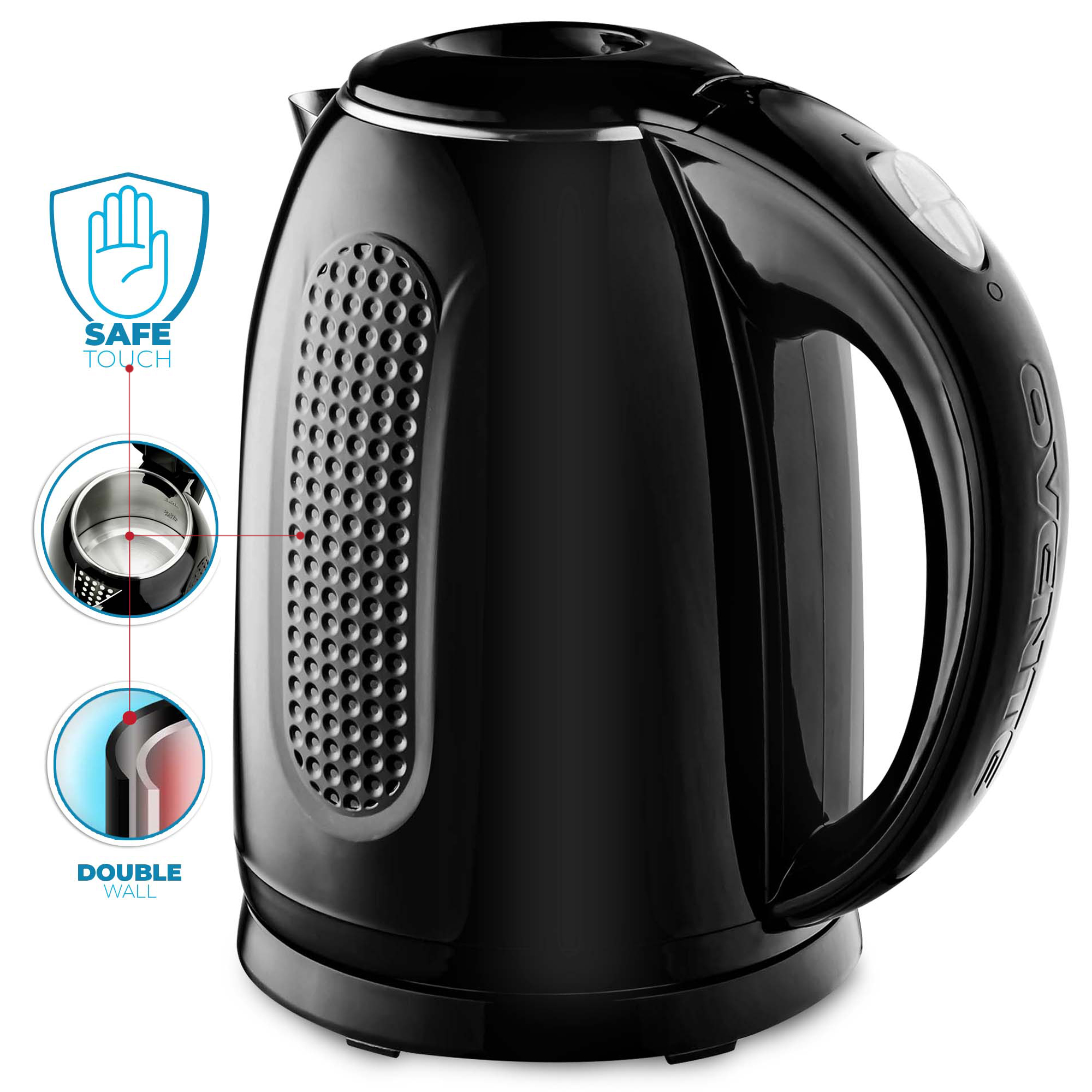 OVENTE Portable Electric Kettle Stainless Steel Instant Hot Water Boiler Heater 1.7 Liter 1100W Double Wall Insulated Fast Boiling with Automatic Shut off for Coffee Tea Cold Drinks Black KD64B Walmar...