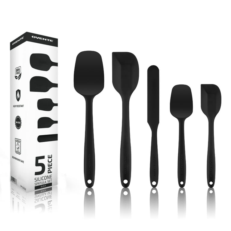 Silicone Spatula Set,3 PCS Heat Resistant Black Spatula Set Non Stick  Rubber Kitchen Utensils for Cooking,Baking and Mixing