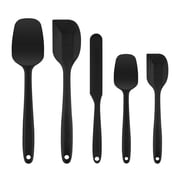 OVENTE Silicone Spatula Set of 5, Heat Resistant, Black SP12305B | Food Grade Rubber Spatula, BPA-Free and Dishwasher Safe, Nonstick Kitchen Utensils for Baking, Cooking and Mixing