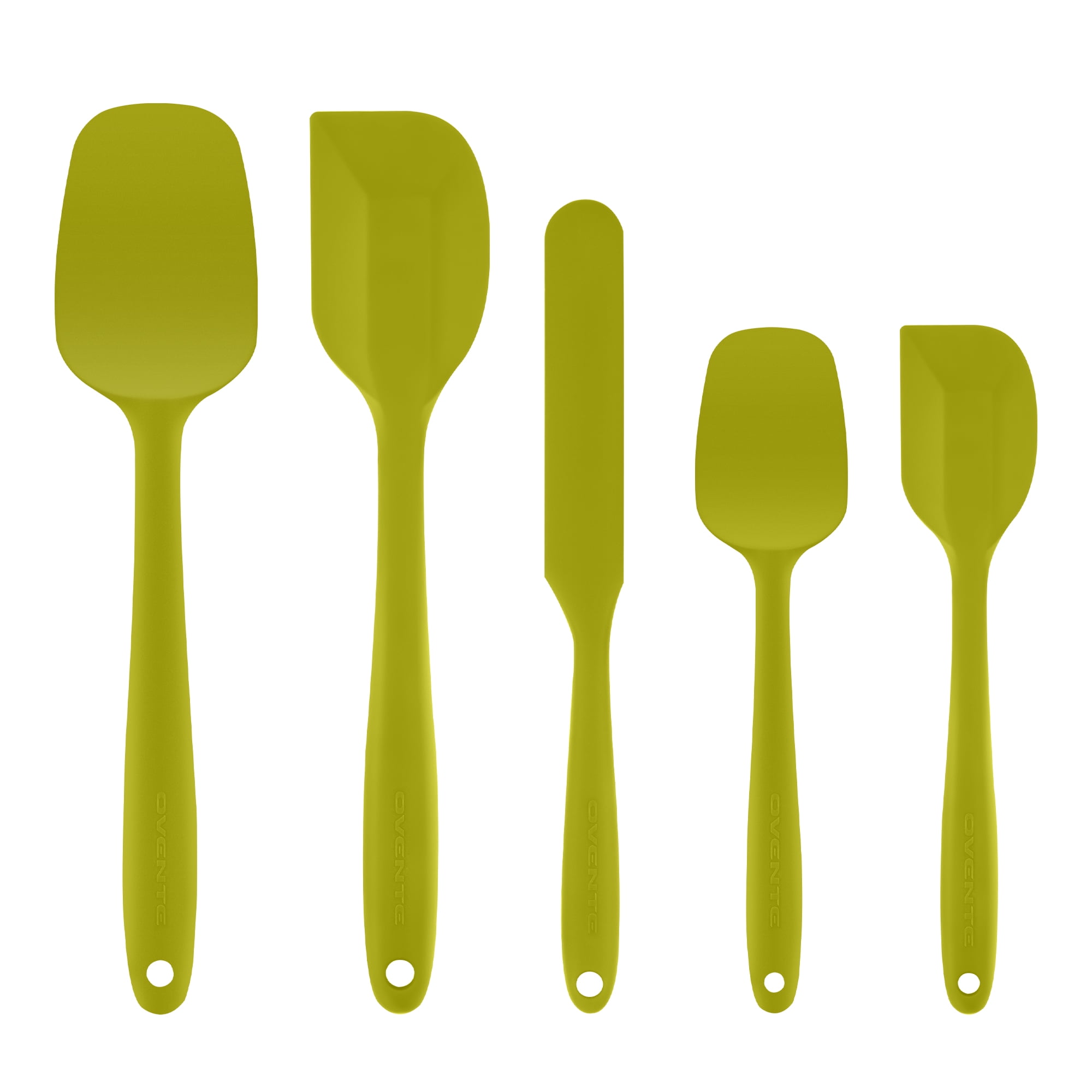 OVENTE Silicone Spatula Set of 5, Heat Resistant, Green SP12305G | Food Grade Rubber Spatula, BPA-Free and Dishwasher Safe, Nonstick Kitchen Utensils for Baking, Cooking and Mixing