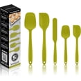 thumbnail image 1 of OVENTE Silicone Spatula Set of 5, Food Grade Rubber Spatula with High Heat Resistant, BPA-Free and Dishwasher Safe, Nonstick Kitchen Utensils for Baking, Cooking and Mixing, Green SP12305G, 1 of 8