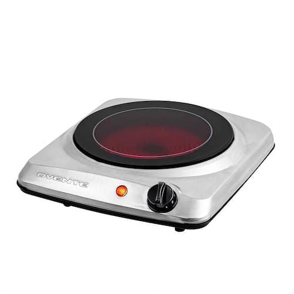 Compact Silver Infrared Single Burner with Ceramic Glass Cooktop