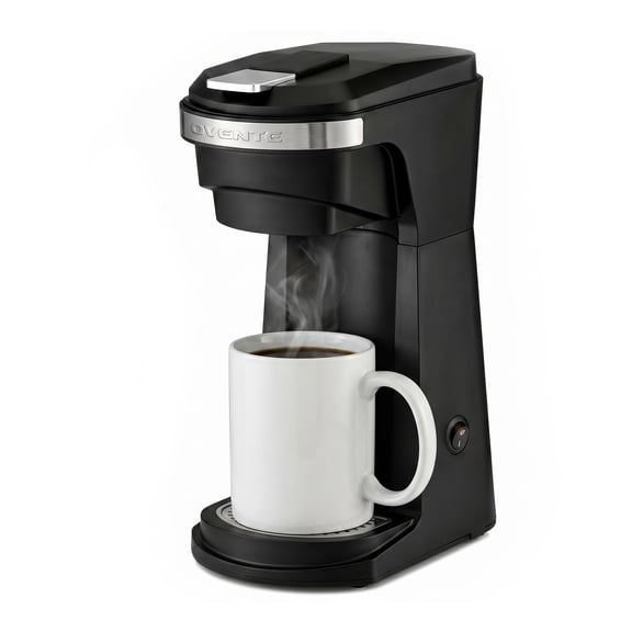 OVENTE Single Serve Coffee Maker with One-Touch Control and Reusable Filter, Instant Brewing Machine for Ground Coffee or Capsule, 14 Oz One Cup Coffee Brewer Ideal for Home or Office, Black CMK42B