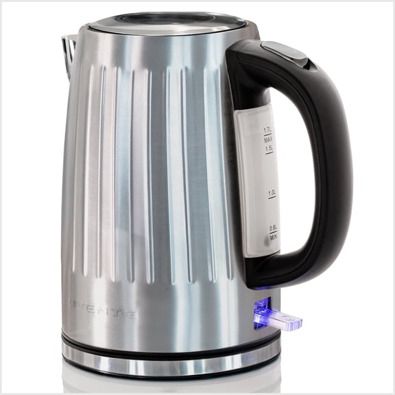 OVENTE Electric Kettle, 1.7L Stainless Steel Fast Boiling Water Heater with 1750W Power, BPA Free & Cordless Body, Auto Shut-Off, Boil-Dry Protection, Indicator Light & Removable Filter Silver KS711S