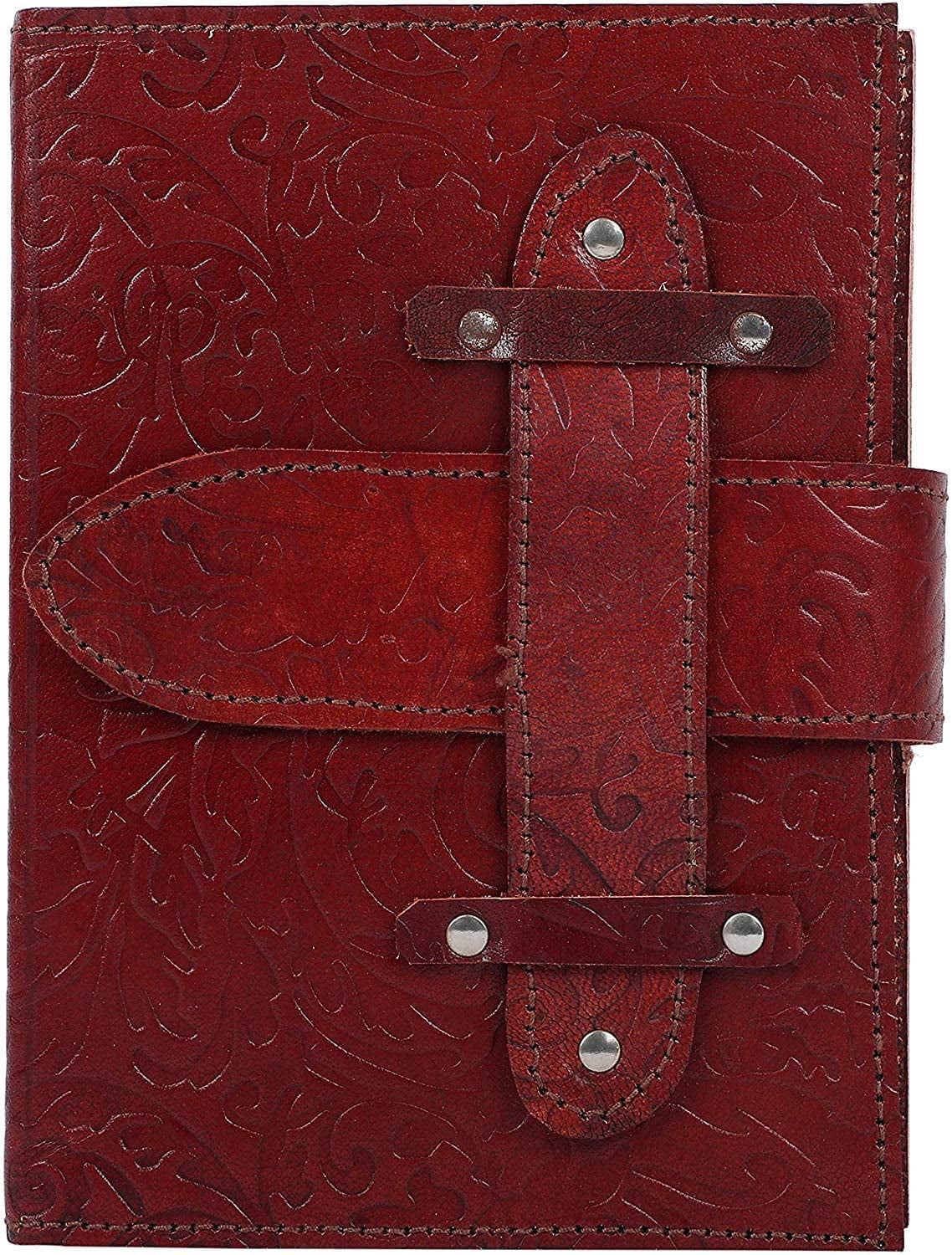 OVERDOSE Center Lock style Leather Journal - Handmade Antique Stone Journal For Students , Office , Men & Women Diary Leather Sketchbook Drawing Journal Notebook - 5 X 7 Inches | 12 X 17 cm | A6