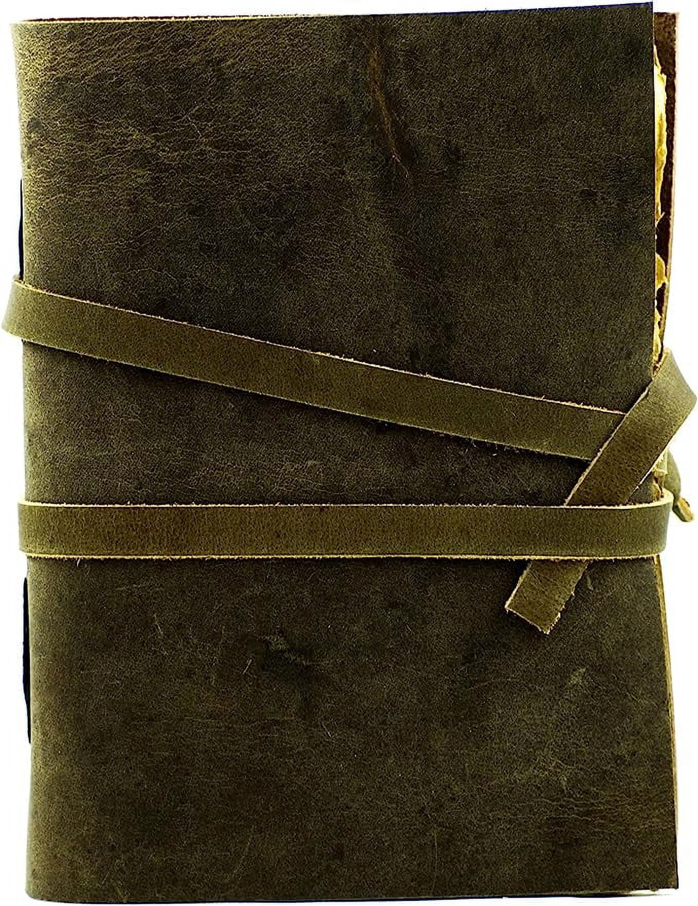 OVERDOSE Deckle Brown Leather Journal - Vintage Travel Journal for Men & Women Sketch Writing Diary Sketchbook Book of Shadows Handmade Vintage Deckle Edge Paper - 5 x 7 inches | 12 x 17 cm | A6