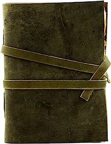 OVERDOSE Deckle Brown Leather Journal - Vintage Travel Journal for Men & Women Sketch Writing Diary Sketchbook Book of Shadows Handmade Vintage Deckle Edge Paper - 6 x 8 inches | 15 x 20 cm | A5