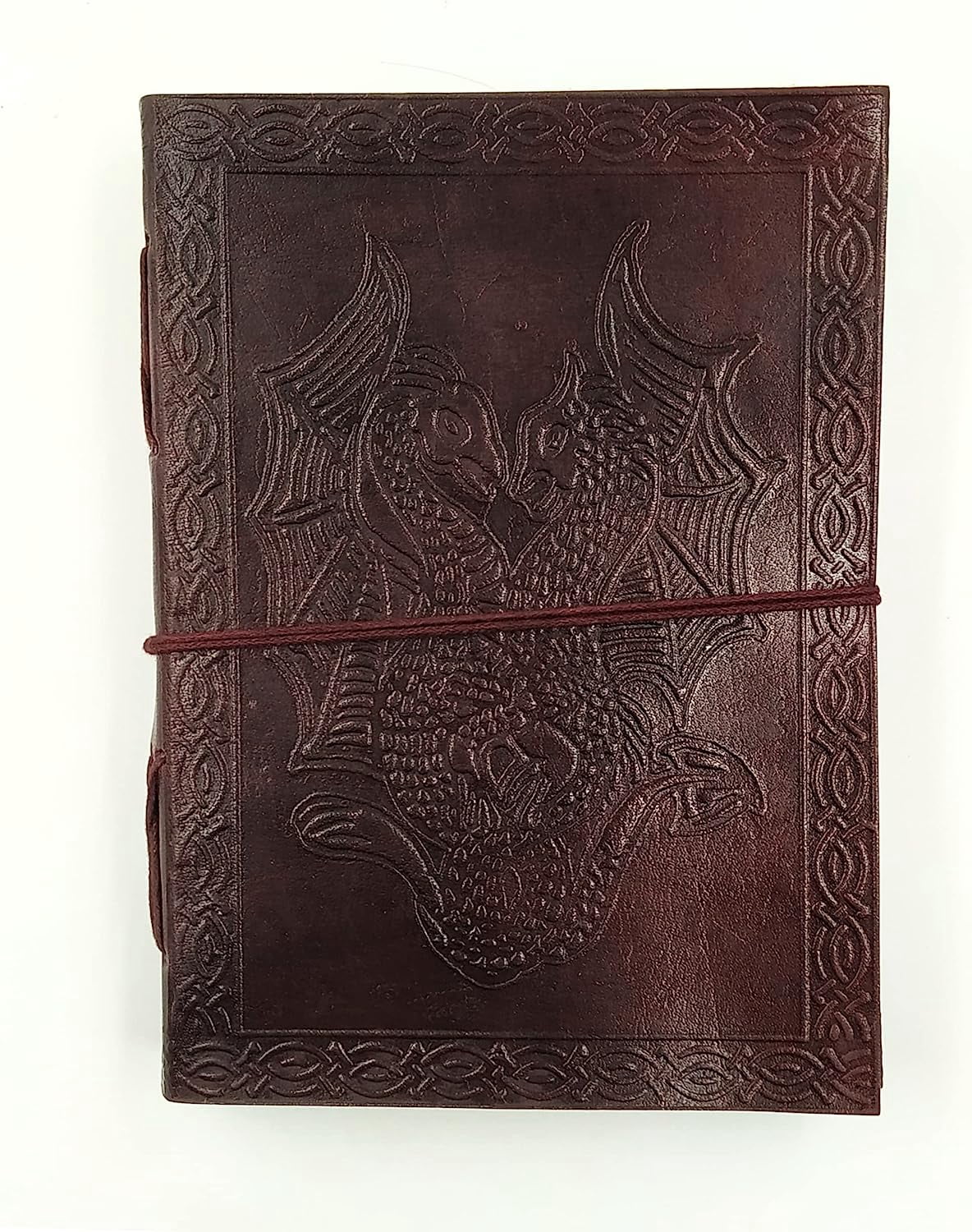 OVERDOSE Double Dragon Leather Journal - Handmade Journal For Students, Office Bound Leather Journal for men & women | Sketchbook | Notebook Diary - 5 x 7 inches | 12 x 17 cm | A6
