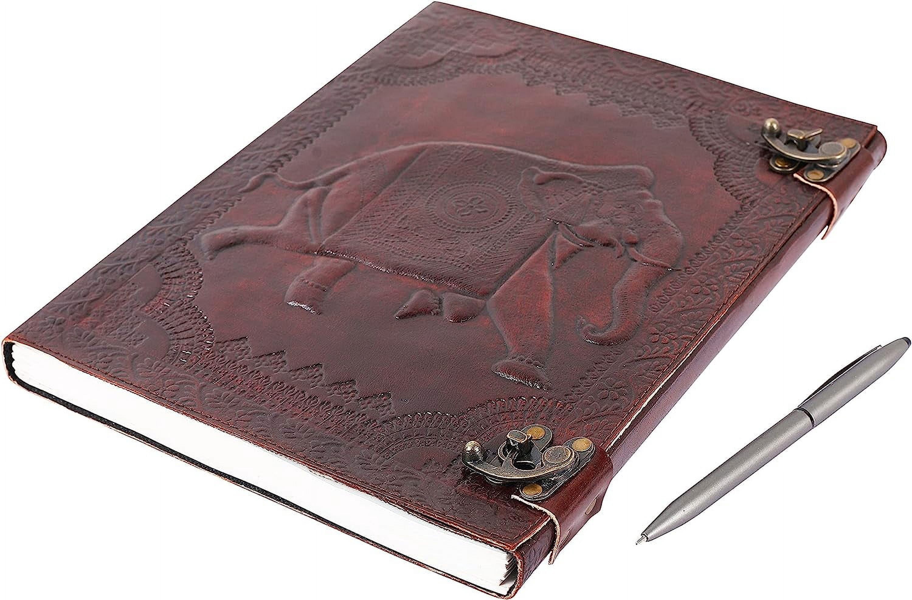 OVERDOSE Elephant Vintage Leather Journal - Handmade Antique Journal For Students & Office For Men Women Diary Leather Sketchbook Drawing - Size 10 X 13 Inches | 25 X 33 cm